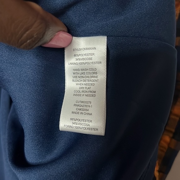 Eva Franco Anthropologie Textured Plaid Blouse Size 6 NWT Navy and Mustard - Picture 9 of 10